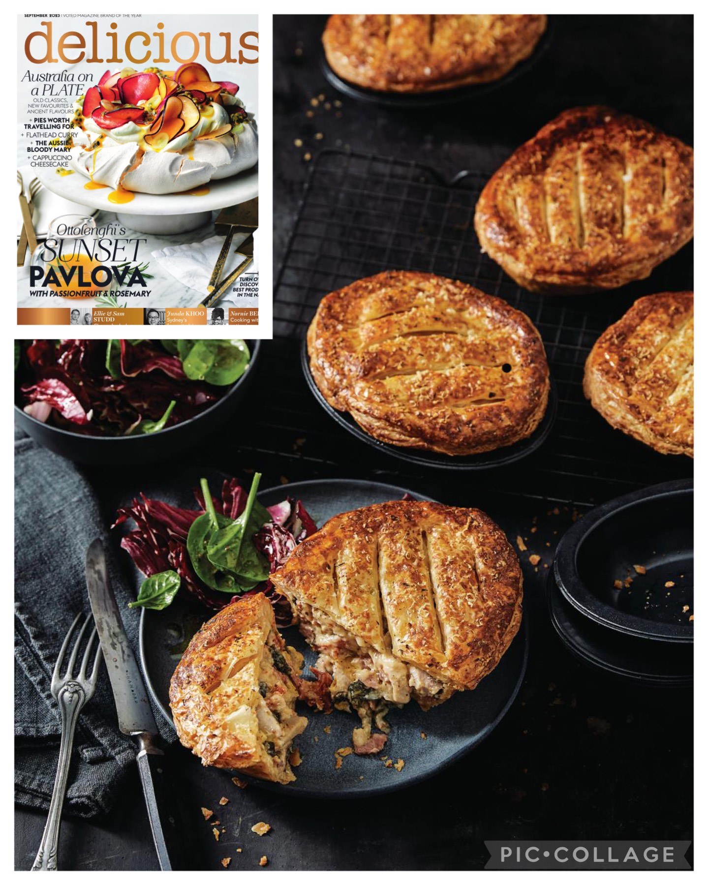 Pinjarra Bakery & Tuscan Chicken Pie featuring in Delicious Magazine